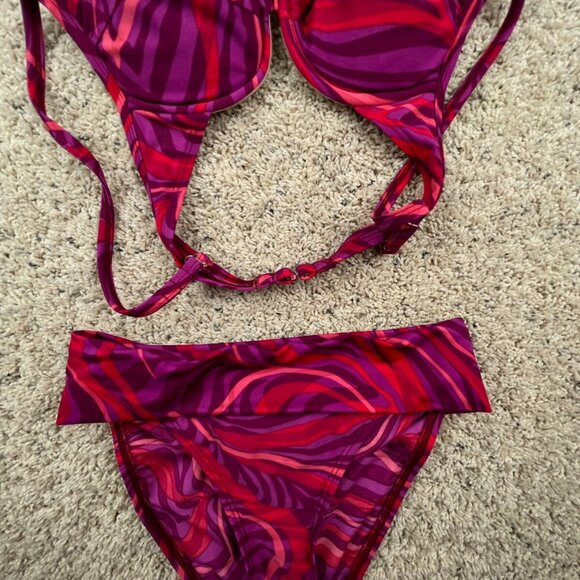 Victorias Secret Bikini Swimsuit Set 2-Piece Size Small, 34B Purple Red Orange - Picture 1 of 12